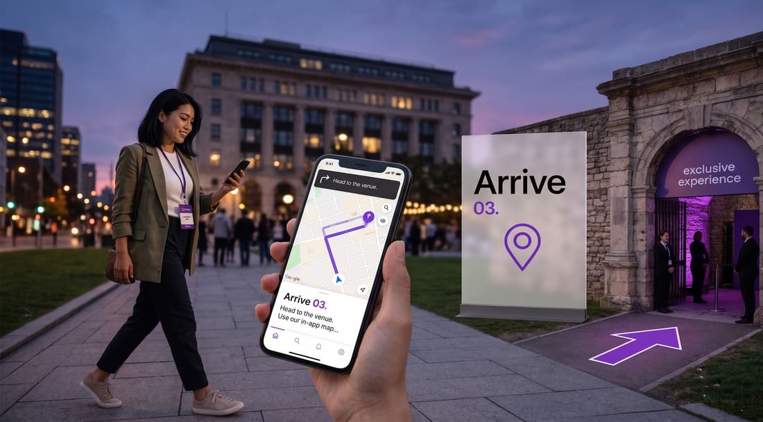 A student walking to a venue with directions open on their phone